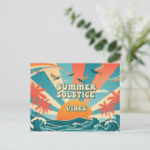 70s-geïnspireerde retro Summer Solstice Briefkaart (Staand voorkant)