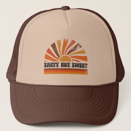 70s geïnspireerde retro zomer zonsondergang zonsop trucker pet (Voorkant)