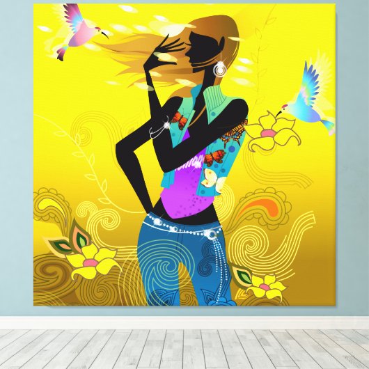 70's Girl Wrapped Canvas (Insitu (Houten vloer))