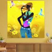 70's Girl Wrapped Canvas (Insitu (Woonkamer))