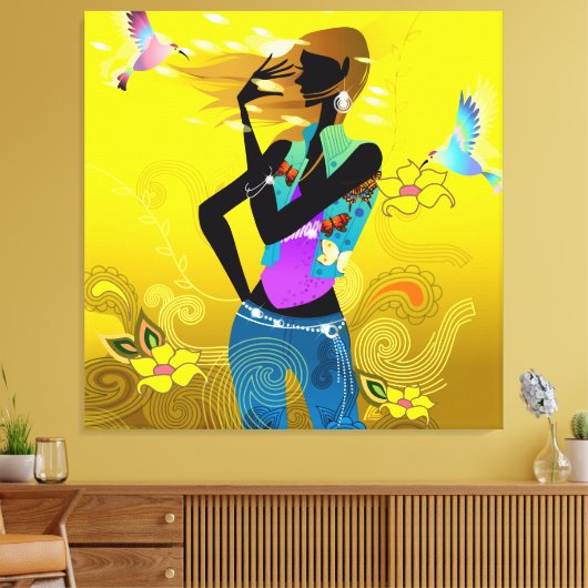 70's Girl Wrapped Canvas (Insitu (Woonkamer))