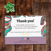 70s Groovy Blauwgroen Roze Zakelijke Retro Pakket Bedankkaart