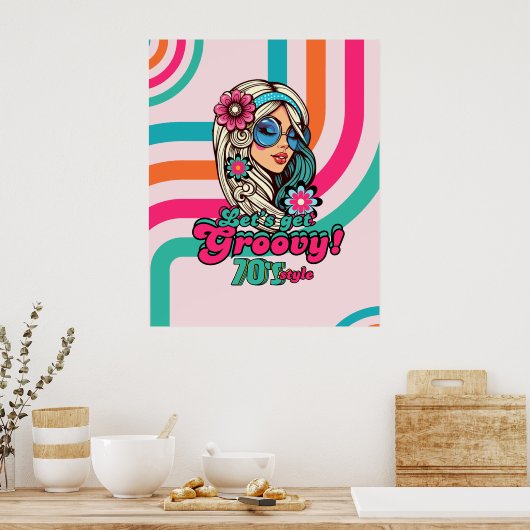 70s Groovy Boogie Retro Disco Poster (Keuken)