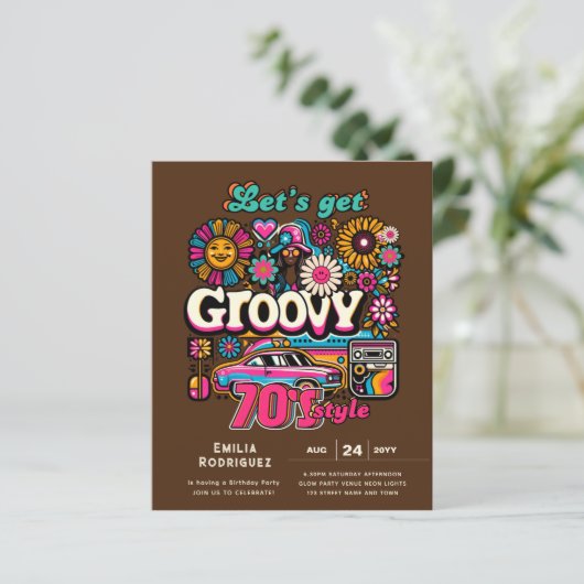70s Groovy Boogie Retro Disco Verjaardagsfeest (Staand voorkant)
