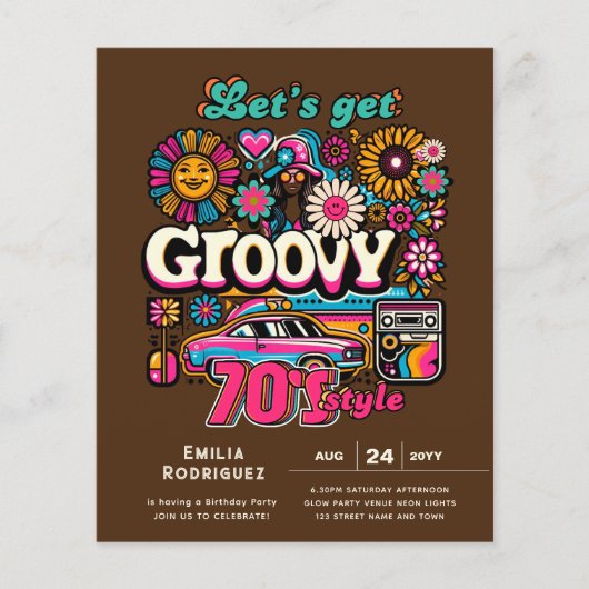 70s Groovy Boogie Retro Disco Verjaardagsfeest (Voorkant)