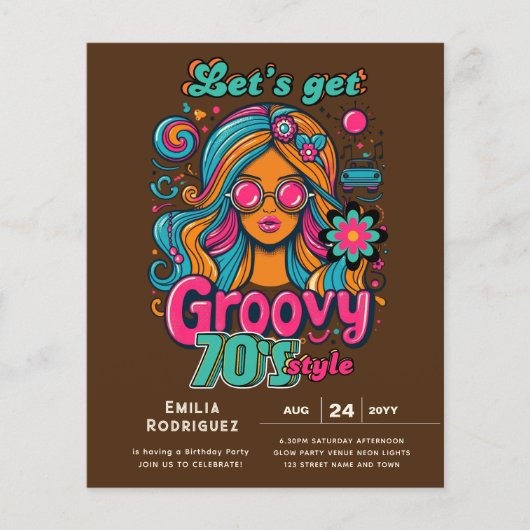 70s Groovy Boogie Retro Disco Verjaardagsfeest (Voorkant)
