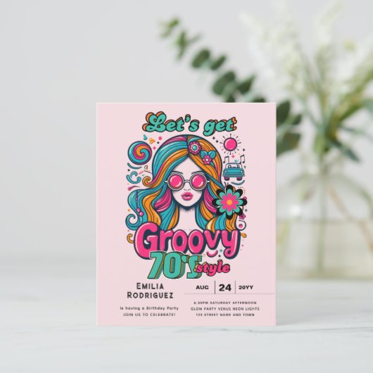 70s Groovy Boogie Retro Disco Verjaardagsfeest (Staand voorkant)
