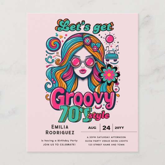 70s Groovy Boogie Retro Disco Verjaardagsfeest (Voorkant)