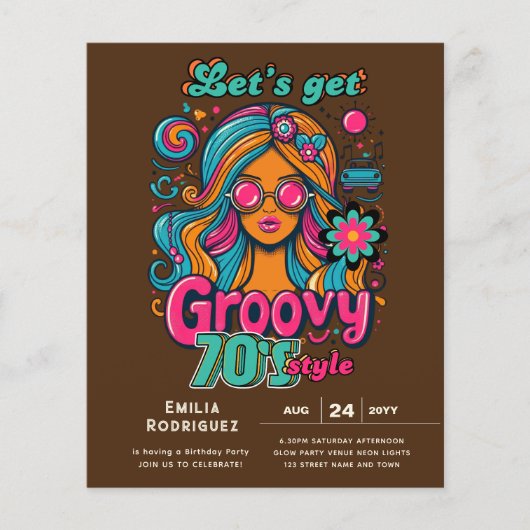 70s Groovy Boogie Retro Disco Verjaardagsfeest (Voorkant)