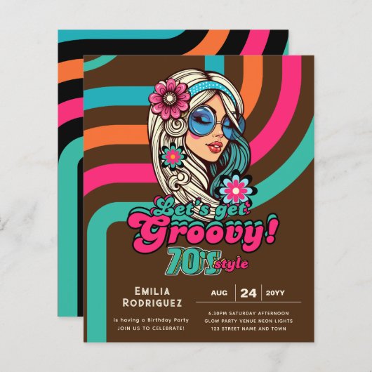 70s Groovy Boogie Retro Disco Verjaardagsfeest (Voorkant / Achterkant)