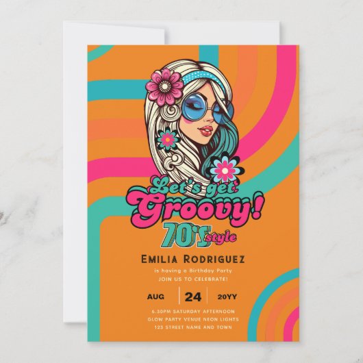 70s Groovy Boogie Retro Disco Verjaardagsfeest Kaart (Voorkant)