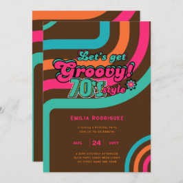 70s Groovy Boogie Retro Disco Verjaardagsfeest Kaart
