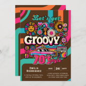 70s Groovy Boogie Retro Disco Verjaardagsfeest Kaart (Voorkant / Achterkant)