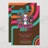 70s Groovy Boogie Retro Disco Verjaardagsfeest Kaart (Voorkant / Achterkant)