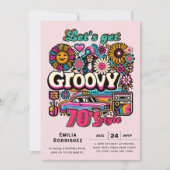 70s Groovy Boogie Retro Disco Verjaardagsfeest Kaart (Voorkant)