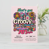 70s Groovy Boogie Retro Disco Verjaardagsfeest Kaart (Staand voorkant)