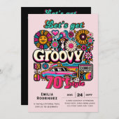 70s Groovy Boogie Retro Disco Verjaardagsfeest Kaart (Voorkant / Achterkant)
