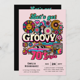 70s Groovy Boogie Retro Disco Verjaardagsfeest Kaart