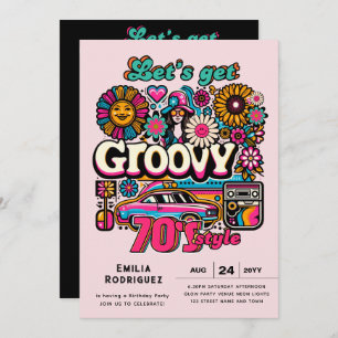 70s Groovy Boogie Retro Disco Verjaardagsfeest Kaart