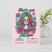 70s Groovy Boogie Retro Disco Verjaardagsfeest Kaart (Staand voorkant)