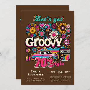 70s Groovy Boogie Retro Disco Verjaardagsfeest Kaart