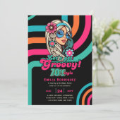 70s Groovy Boogie Retro Disco Verjaardagsfeest Kaart (Staand voorkant)