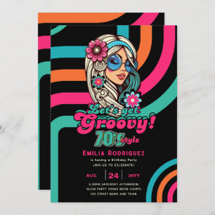 70s Groovy Boogie Retro Disco Verjaardagsfeest Kaart
