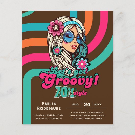 70s Groovy Boogie Retro Disco Verjaardagsfeestje (Voorkant)