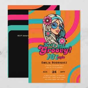 70s Groovy Boogie Retro Disco Verjaardagsfeestje Kaart