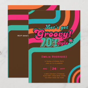 70s Groovy Boogie Retro Disco Verjaardagsfeestje Kaart