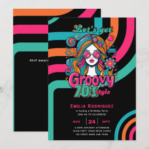70s Groovy Boogie Retro Disco Verjaardagsfeestje Kaart