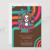 70s Groovy Boogie Retro Disco Verjaardagsfeestje Kaart (Voorkant)