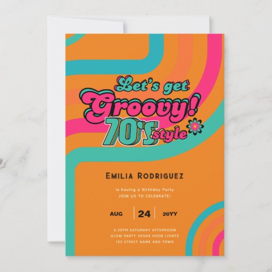 70s Groovy Boogie Retro Disco Verjaardagsfeestje Kaart (Voorkant)