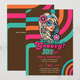 70s Groovy Boogie Retro Disco Verjaardagsfeestje Kaart