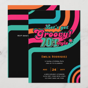 70s Groovy Boogie Retro Disco Verjaardagsfeestje Kaart