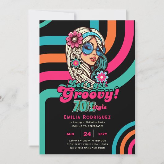 70s Groovy Boogie Retro Disco Verjaardagsfeestje Kaart (Voorkant)