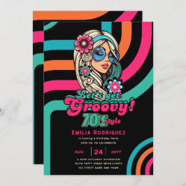 70s Groovy Boogie Retro Disco Verjaardagsfeestje Kaart