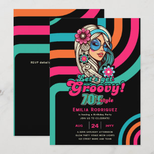 70s Groovy Boogie Retro Disco Verjaardagsfeestje Kaart
