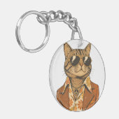 70s Groovy Cool Cat & vos Sleutelhanger (Voorkant Links)