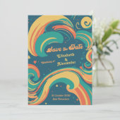 70's  groovy disco Save the date Kaart (Staand voorkant)