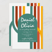 70's Groovy Element bekleed met fotobruiloft Kaart (Voorkant / Achterkant)