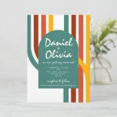 70's Groovy Element bekleed met QR-bruiloft Kaart (Staand voorkant)