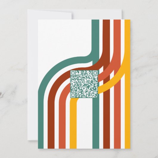 70's Groovy Element bekleed met QR-bruiloft Kaart (Achterkant)