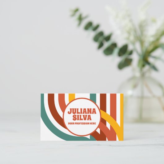 70's Groovy Element bekleed met QR-Visitekaartje Visitekaartje (Staand voorkant)