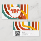 70's Groovy Element bekleed met QR-Visitekaartje Visitekaartje (Voorkant / Achterkant)