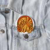 70s Groovy Golden Retriever Ronde Button 7,6 Cm (In situ)