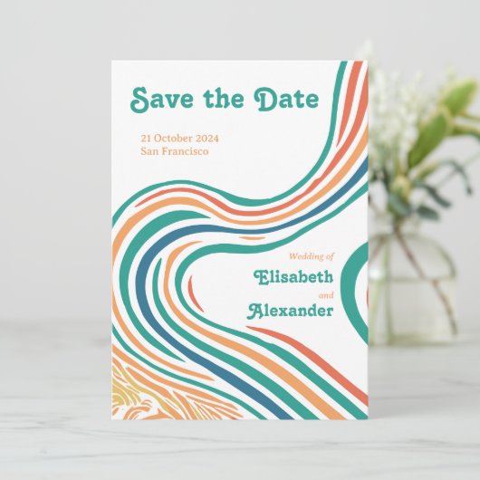 70's  groovy golven, red de datum kaart (Staand voorkant)