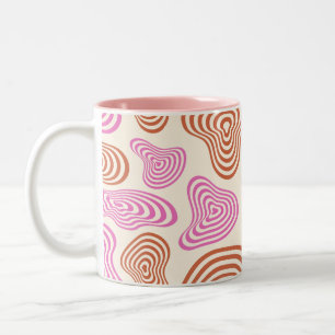 70s Groovy Golvende Vloeibare Esthetiek Tweekleurige Koffiemok