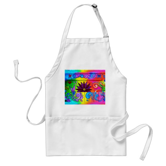 70's groovy hippie apron standaard schort (Voorkant)