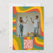 70's Groovy met foto / QR bruiloft uitnodiging (Achterkant)